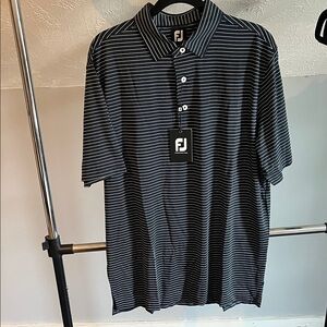 FootJoy Navy Blue and White Striped Polo Shirt